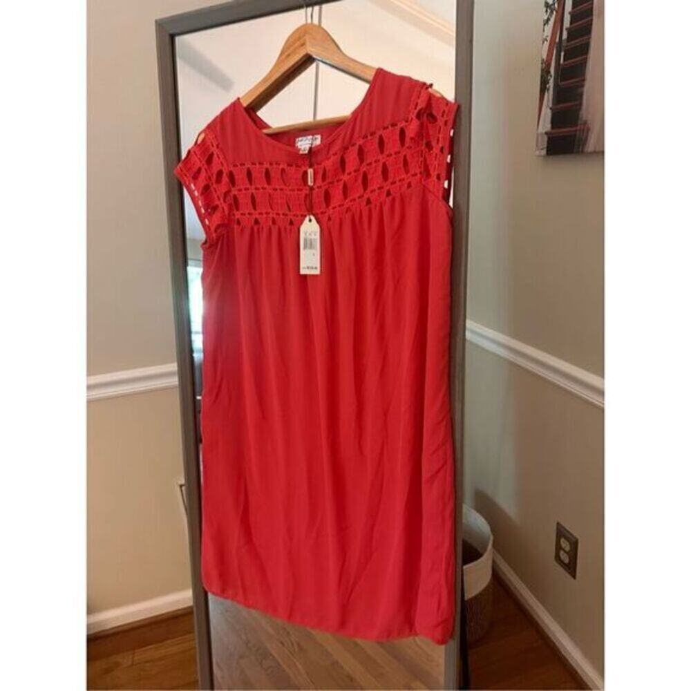 M.L.L.P Shift Dress Size Large Deep Coral Laurette NWT Retail 128‎